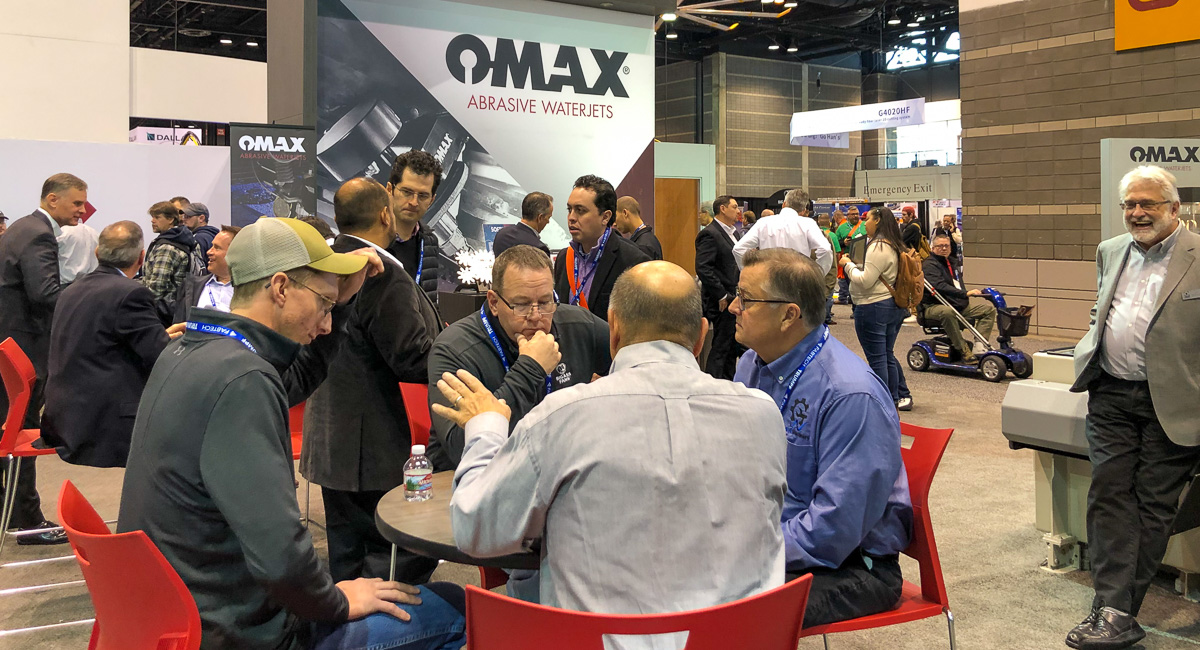 OMAX Abrasive Waterjets Water jet cutters at Fabtech 2021 machine tool show.